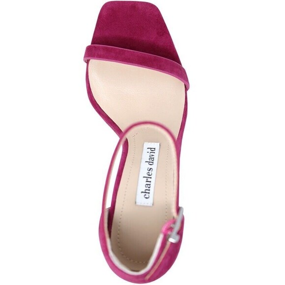 Charles David Heels Extra Dress Strappy Stiletto Magenta Pink Suede Sz 10M - Picture 5 of 15